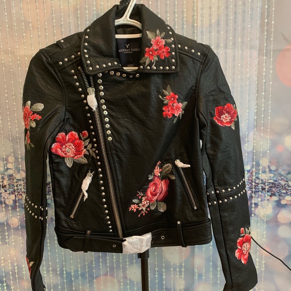 Faux leather moto jacket.